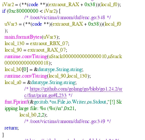 Large file size limit check decompiled in Ghidra